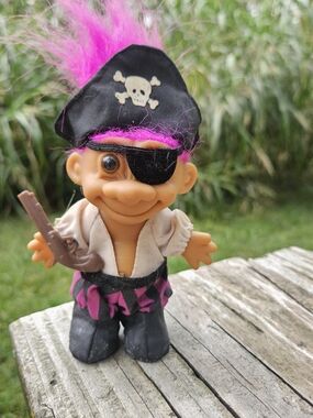 Russ Berrie Pink-Haired Pirate Troll Figure
